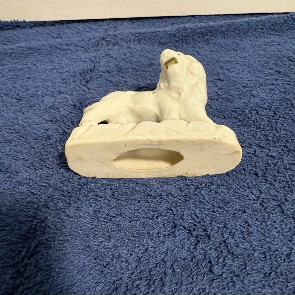 MCM Vintage Porcelain White Lion Figurine Japan 3” Accent Decor